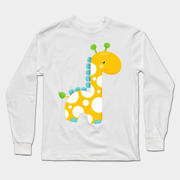 Cute Giraffe, Baby Giraffe, Yellow Giraffe, Animal Long Sleeve T-Shirt by Jelena Dunčević